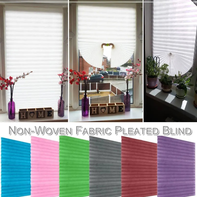 Black White Zebra Pleated Roller Blinds Non-Woven Self-Adhesive Window