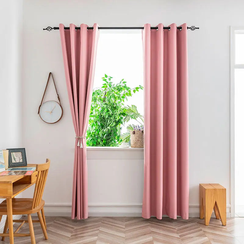 1PC Blackout Curtains With Black TPU Interlining Thin and Light Drapery Panel