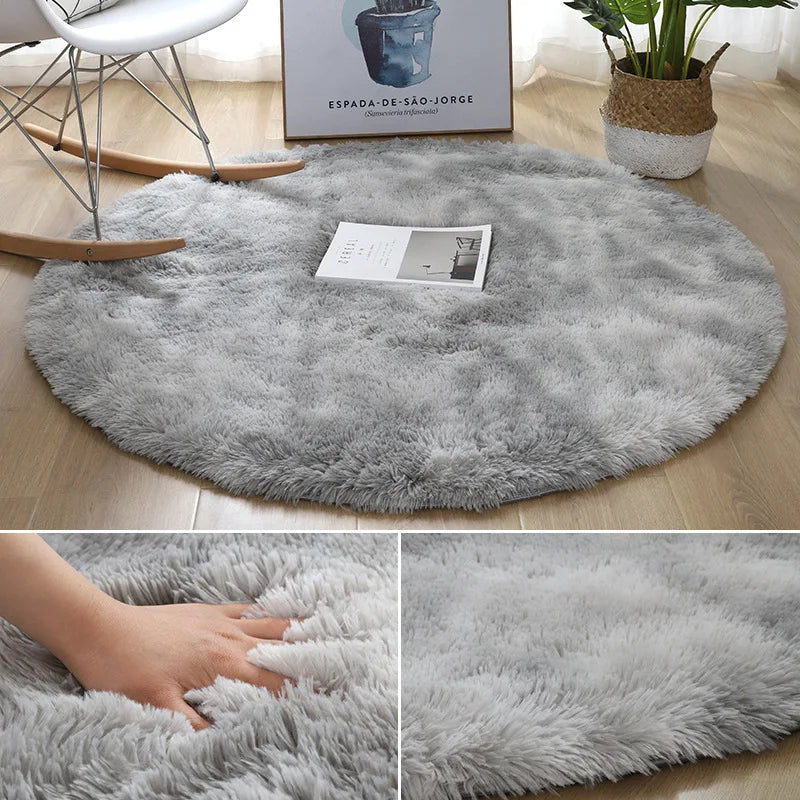 Super Soft Plush Round Rug Mat Fluffy White Carpets For Living Room