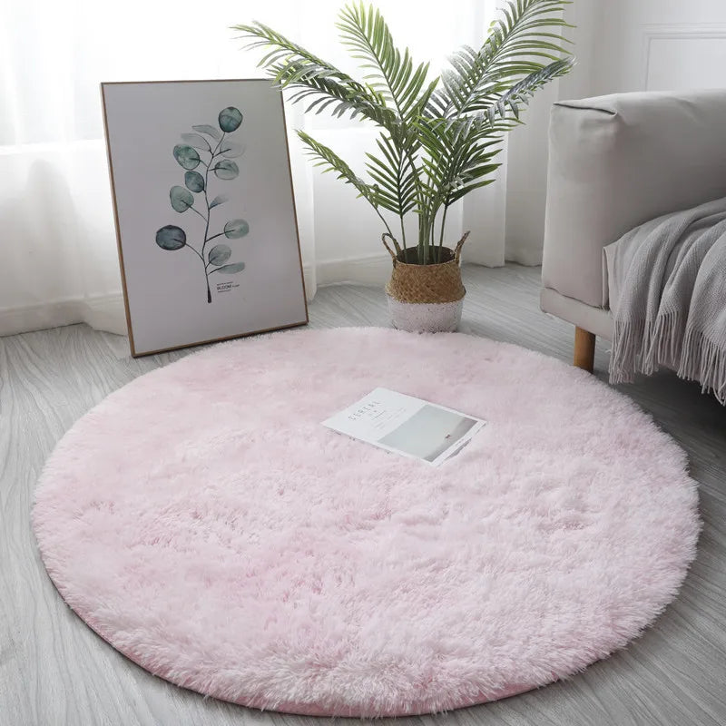 Super Soft Plush Round Rug Mat Fluffy White Carpets For Living Room