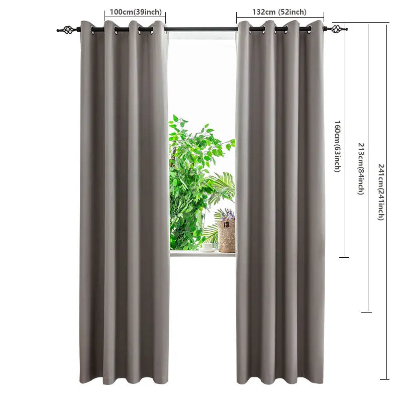 1PC Blackout Curtains With Black TPU Interlining Thin and Light Drapery Panel